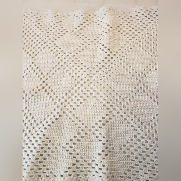 Huge Spool of White Nylon Yarn and 3 Square Cloth Designs - Picture 14 of 14